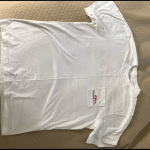 Vineyard Vines white graphic tee, pink/blue design